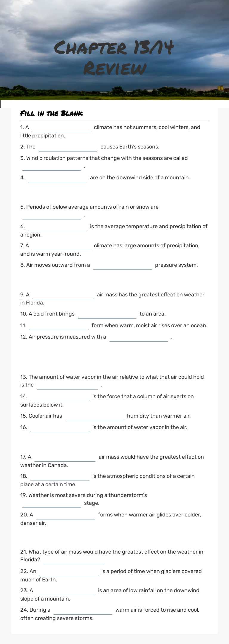 Chapter 13/14 Review worksheet preview image