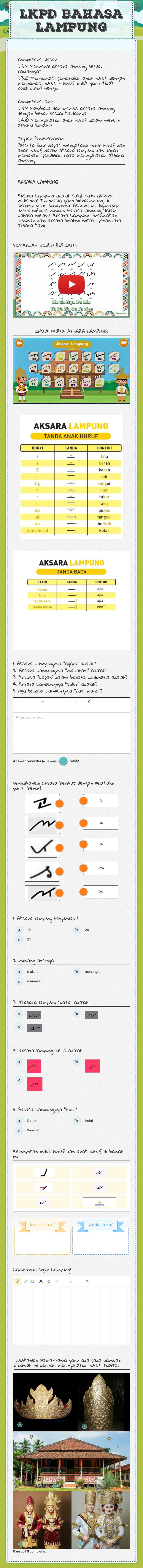 LKPD BAHASA LAMPUNG worksheet preview image