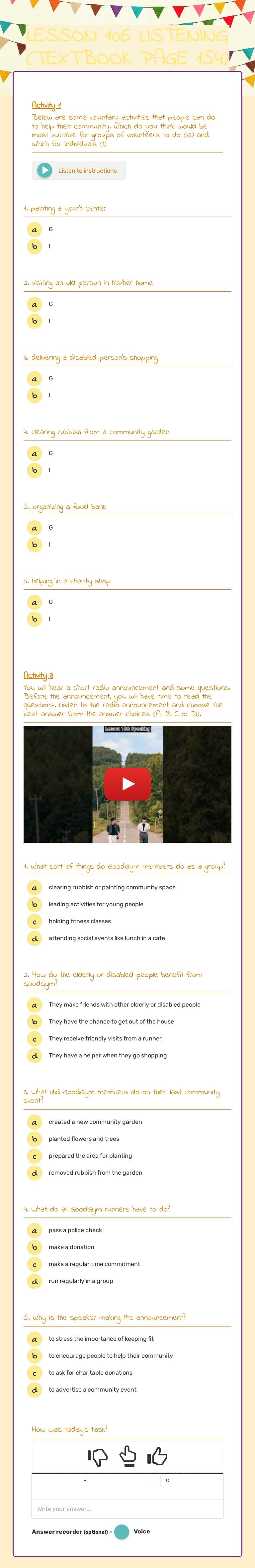 LESSON 106: LISTENING
(TEXTBOOK PAGE 154) worksheet preview