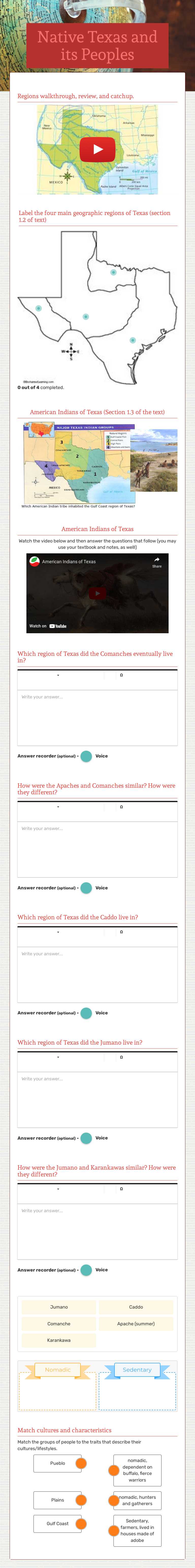 Native Texas and its Peoples worksheet preview image