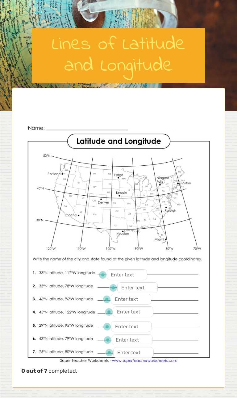 Lines of Latitude and Longitude worksheet preview image