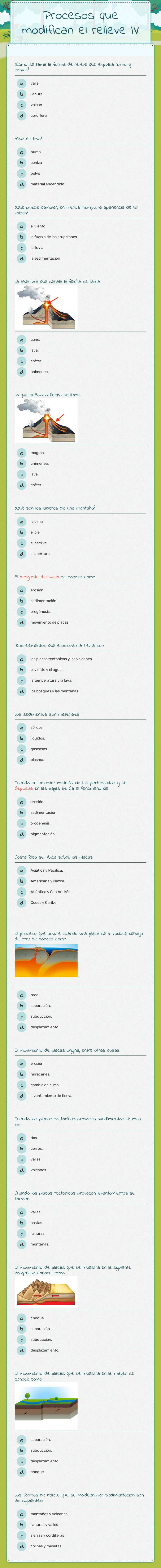 Procesos que modifican el relieve IV worksheet preview image