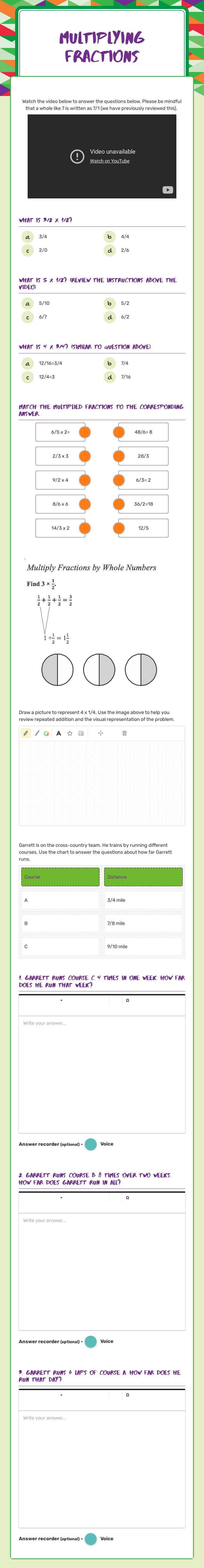 Multiplying Fractions worksheet preview image