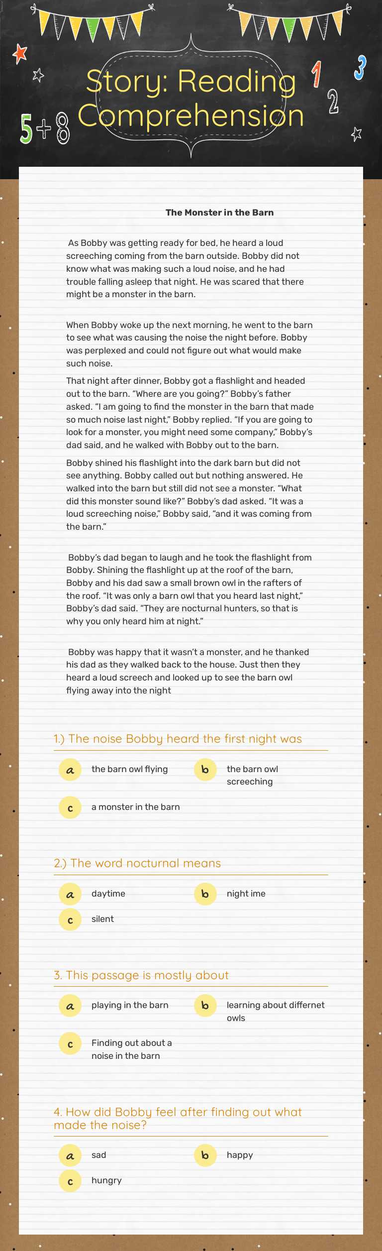 Story: Reading Comprehension Grade 2 worksheet preview
