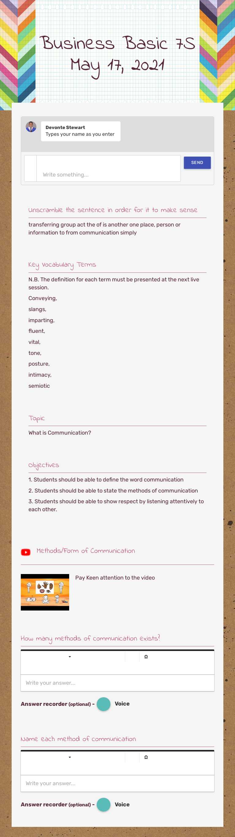 Business Basic 7S     May 17, 2021 worksheet preview