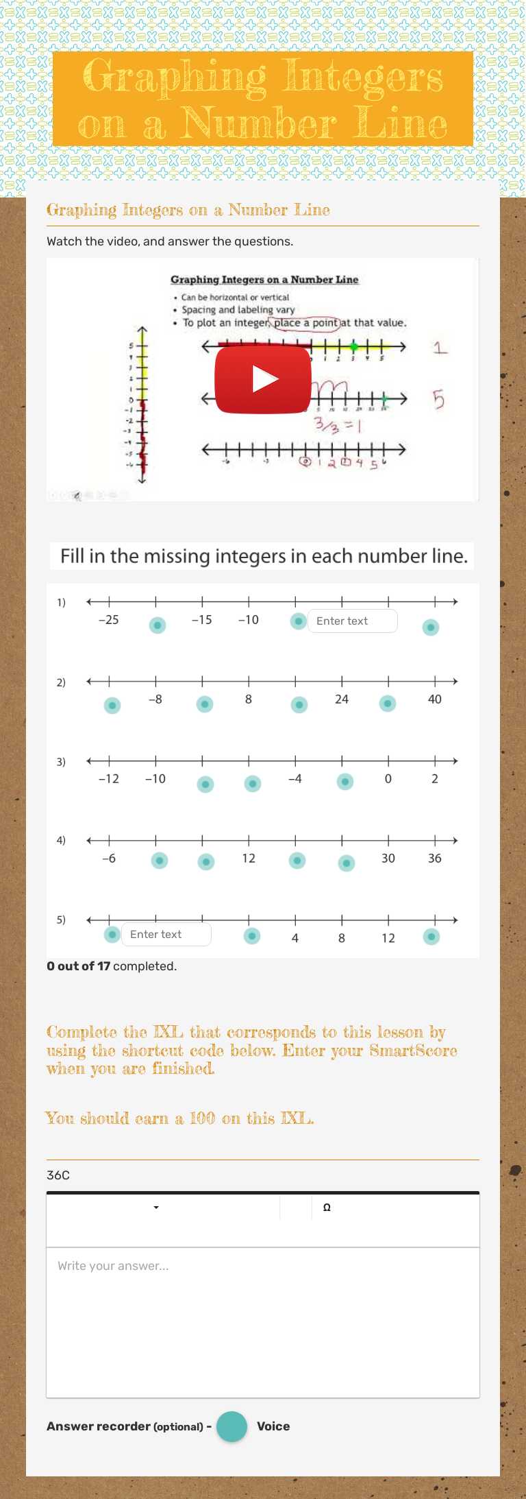 Graphing Integers on a Number Line by Brittany Cogdill | Interactive ...