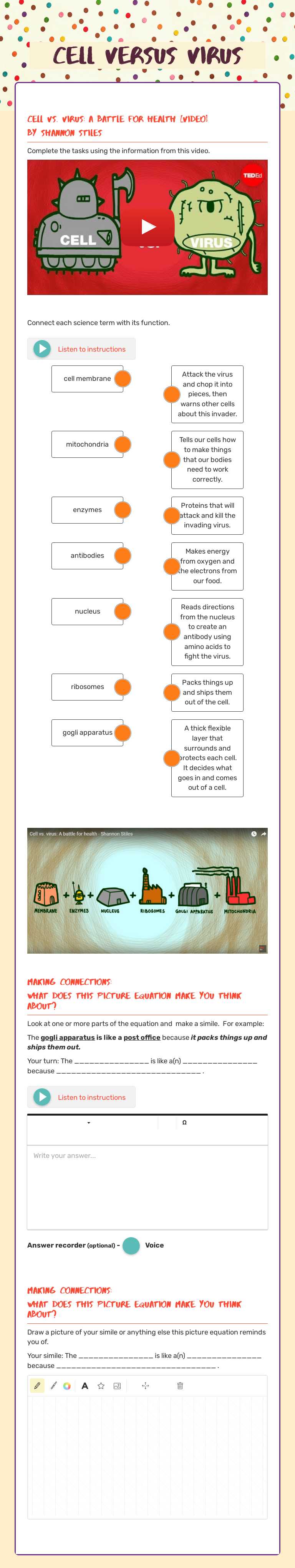 Cell versus Virus worksheet preview image