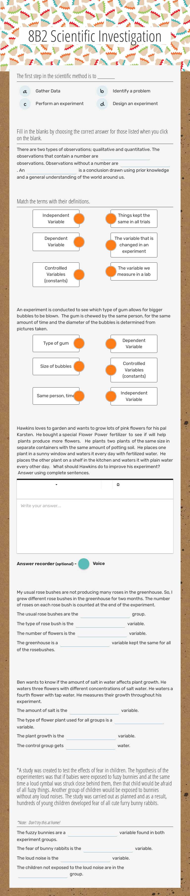 8B2 Scientific Investigation worksheet preview image