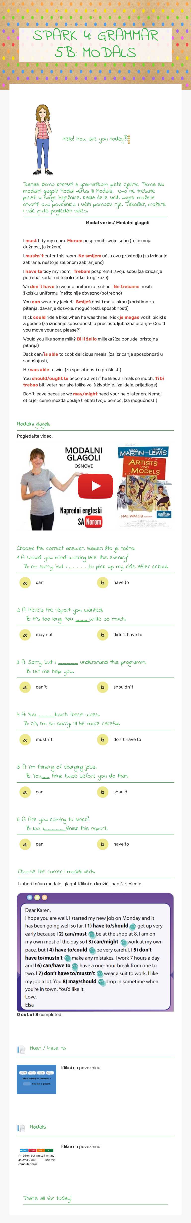 SPARK 4: GRAMMAR 5B: MODALS worksheet preview image