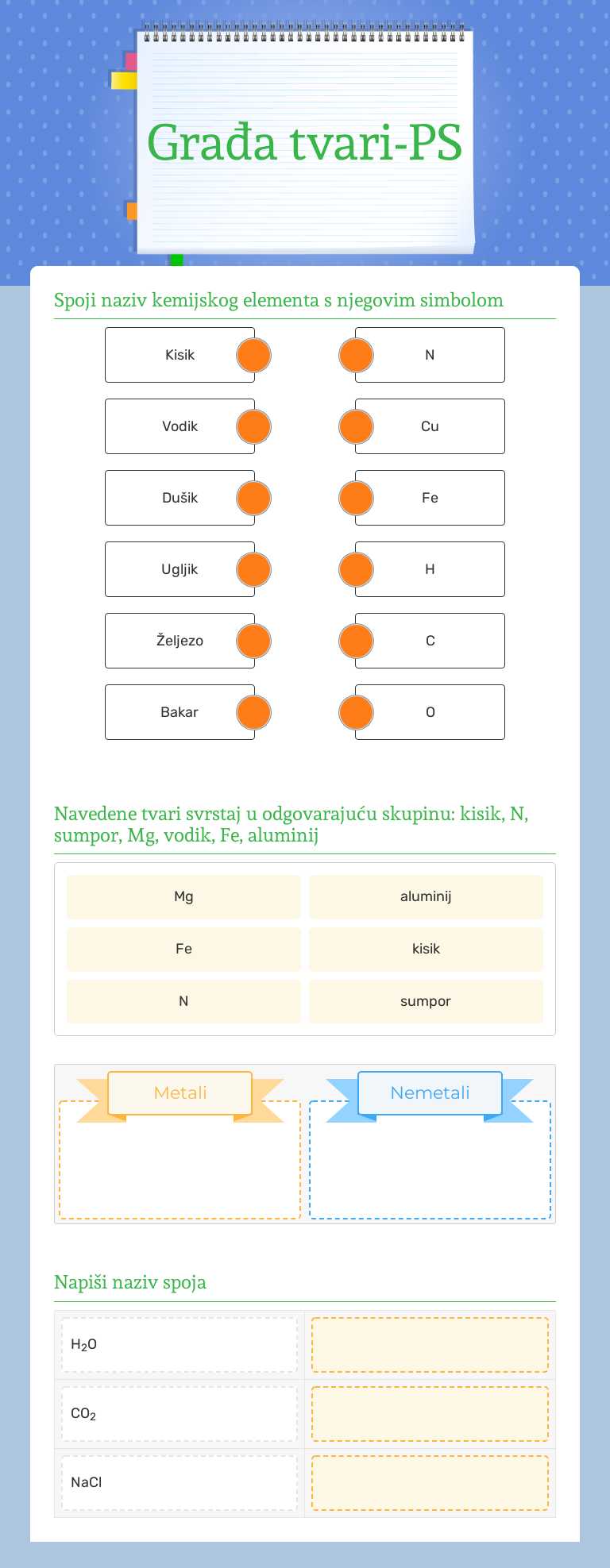 Građa tvari-PS worksheet preview image