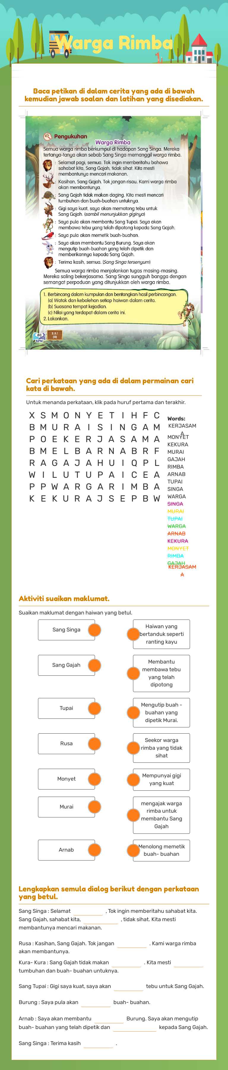 Warga Rimba worksheet preview image