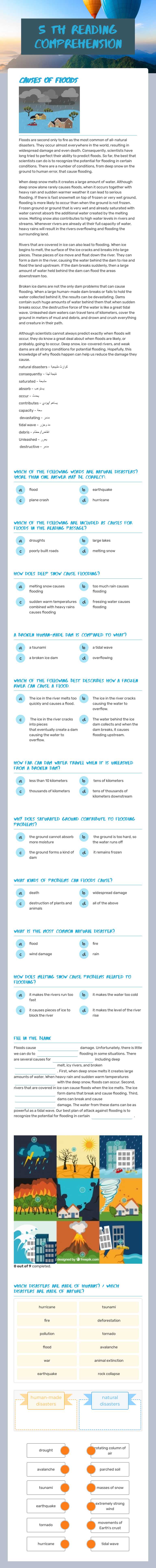 5 th Reading comprehension worksheet preview image