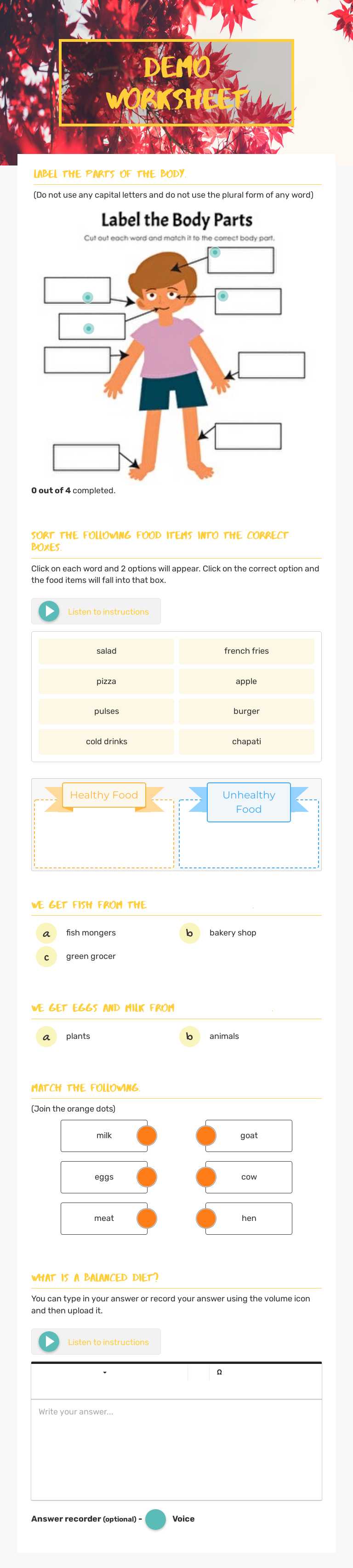 Demo Worksheet worksheet preview image