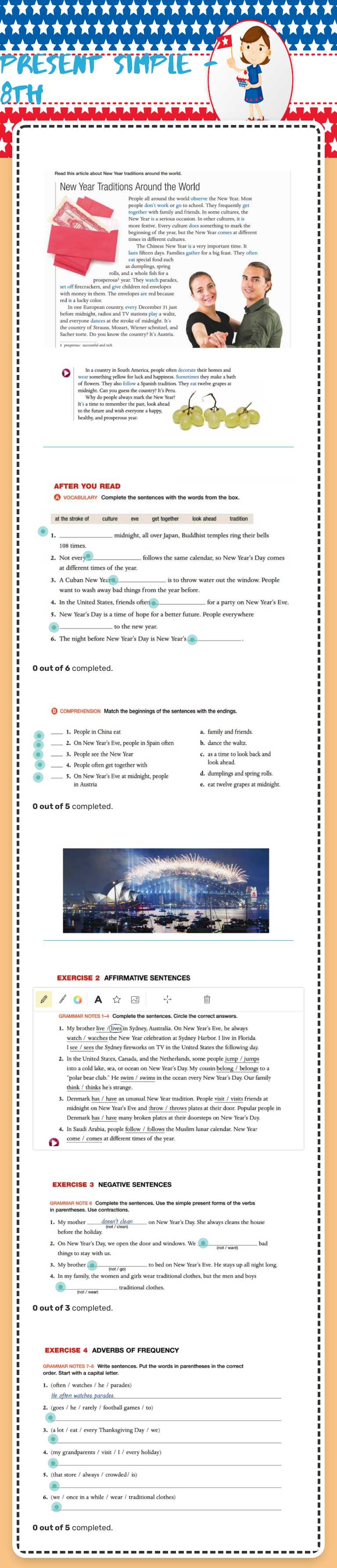 Present simple - 8th worksheet preview image