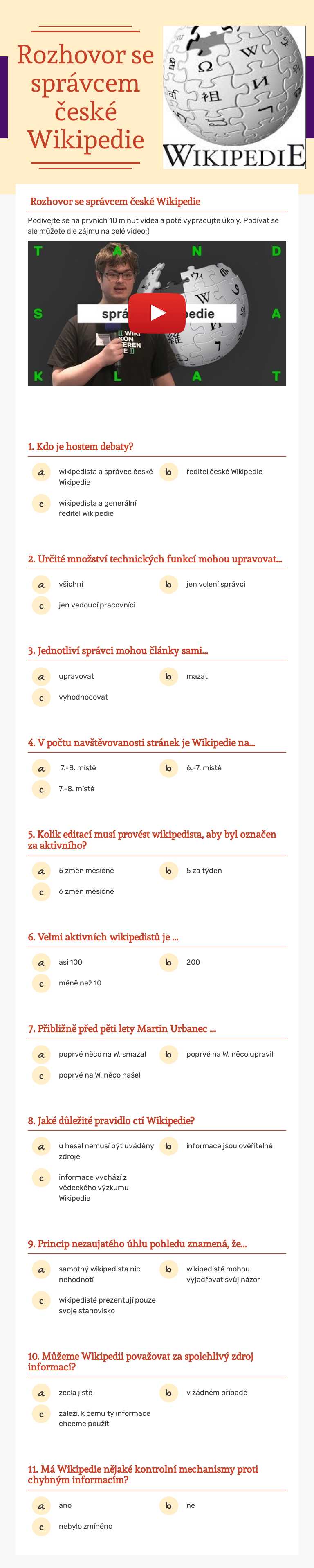 Rozhovor se správcem české Wikipedie Other worksheet preview