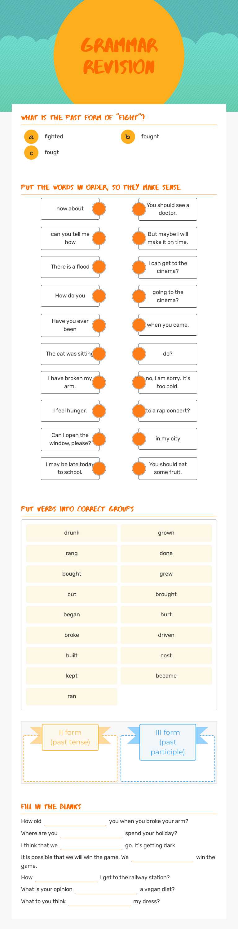grammar
revision Grade 8 worksheet preview