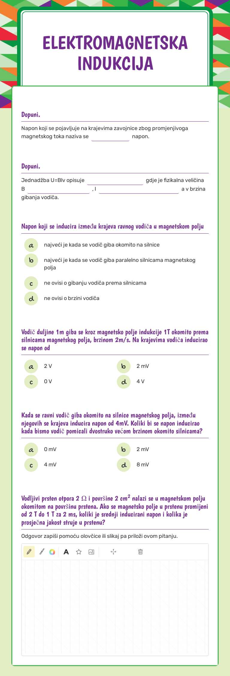 elektromagnetska indukcija worksheet preview image