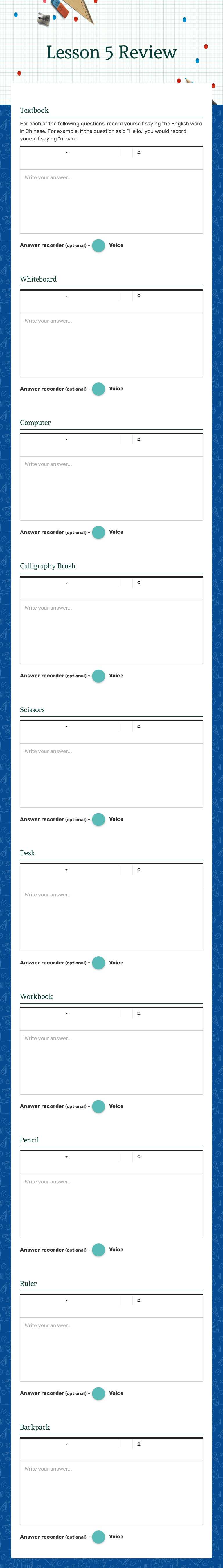 Lesson 5 Review worksheet preview image
