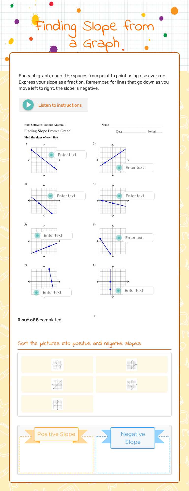 Finding Slope from a Graph worksheet preview image