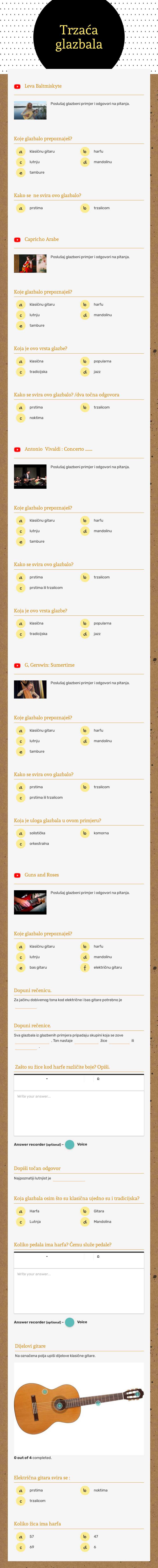 Trzaća glazbala worksheet preview image