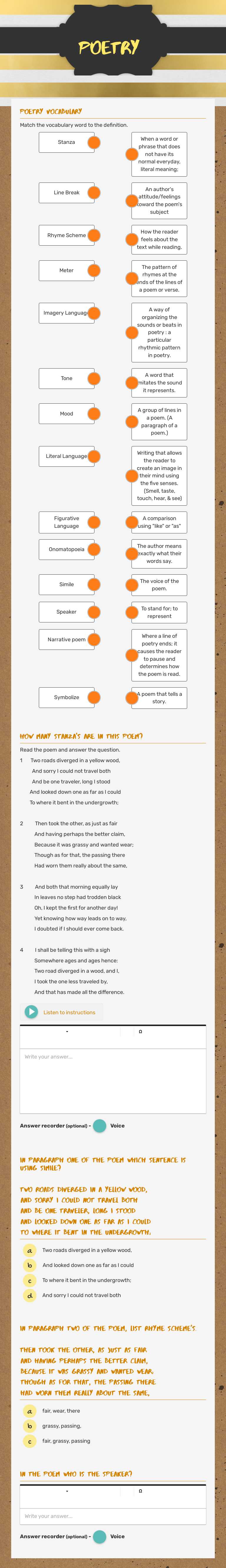 Poetry worksheet preview image
