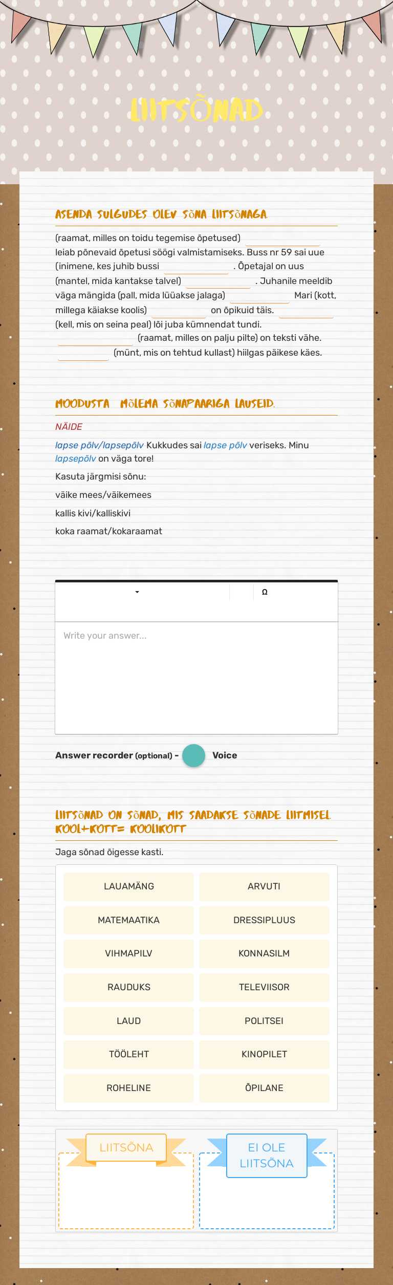 LIITSÕNAD worksheet preview image