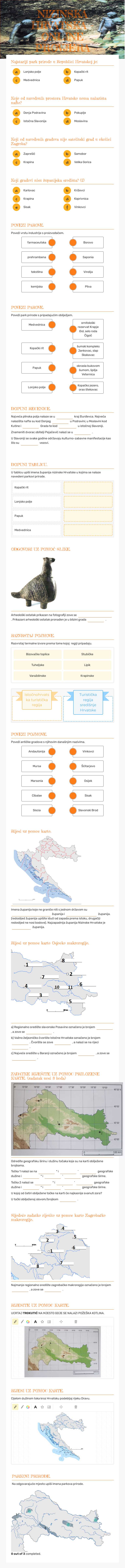 NIZINSKA HRVATSKA - ONLINE PROVJERA worksheet preview image