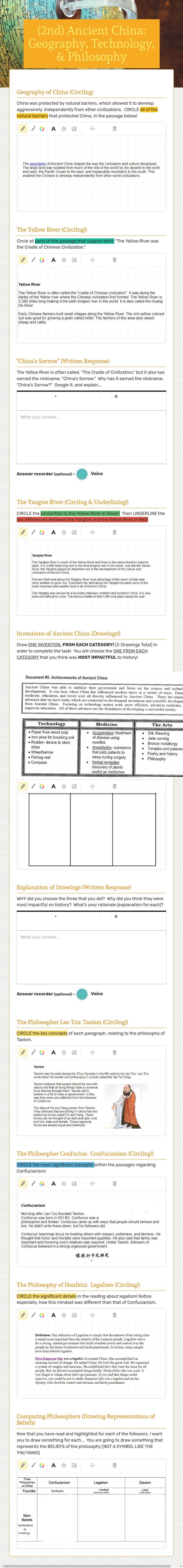 (2nd) Ancient China: Geography, Technology, & Philosophy worksheet preview image