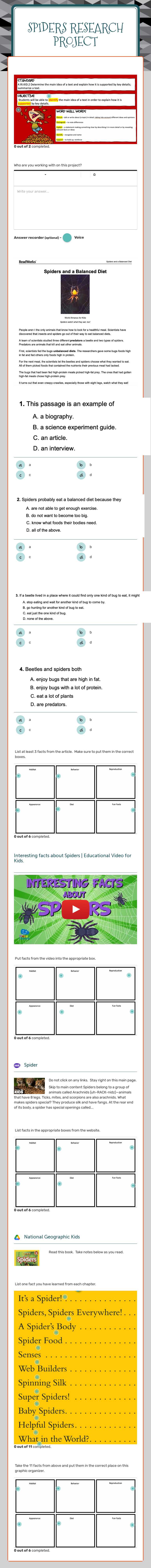 Spiders
research project worksheet preview image
