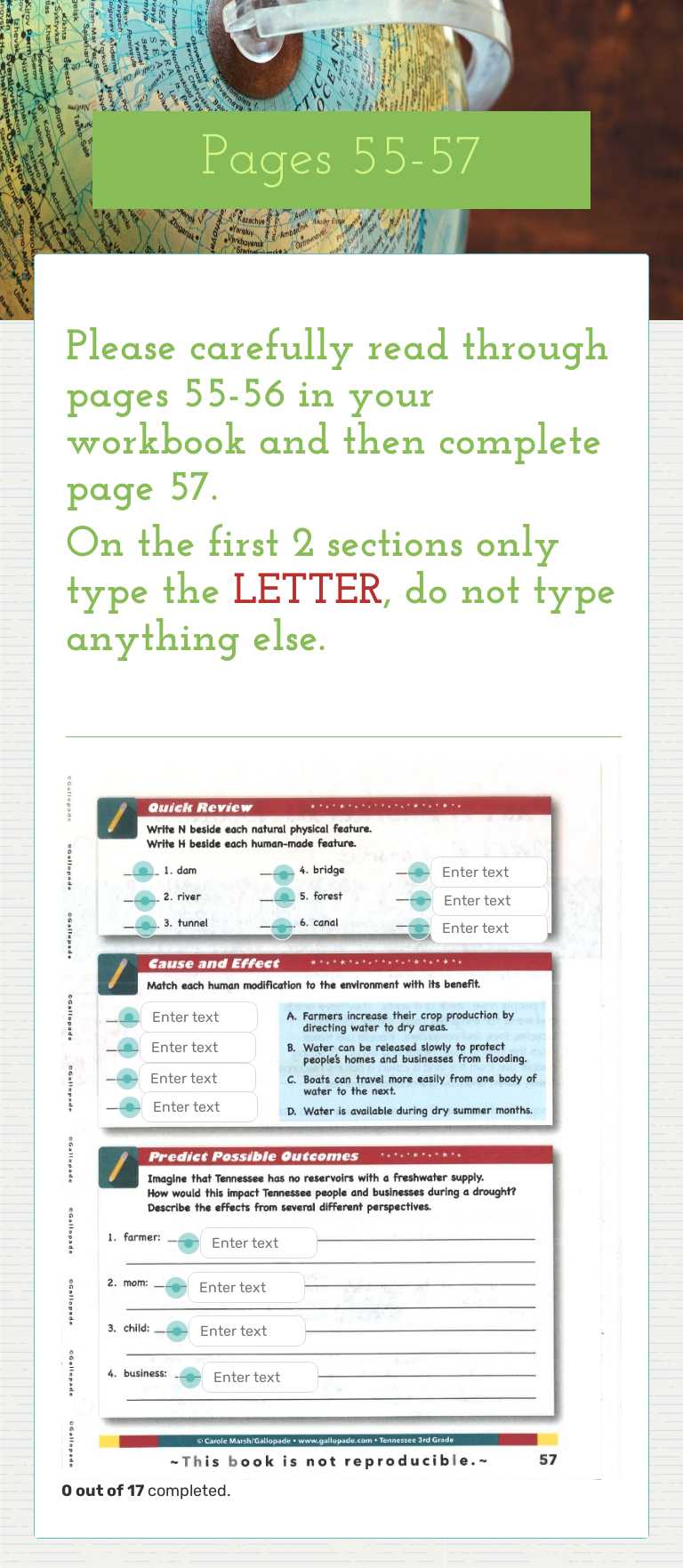 Pages 55-57 Grade 3 worksheet preview
