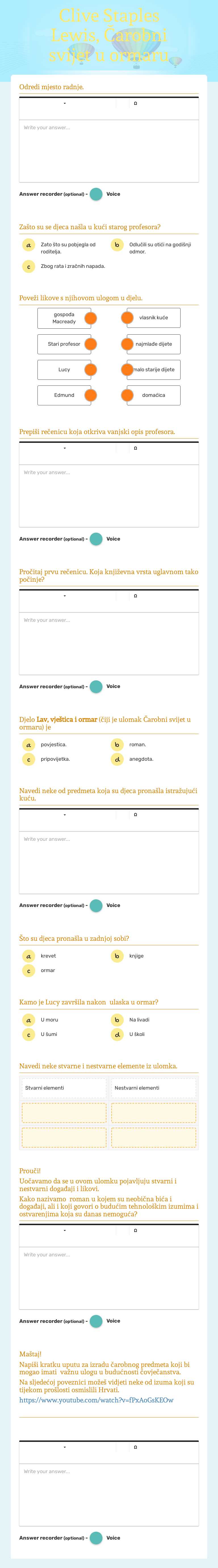 Clive Staples Lewis, Čarobni svijet u ormaru worksheet preview image