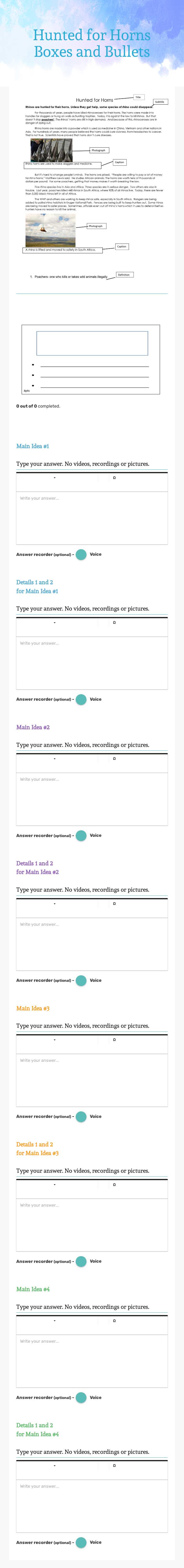 Hunted for Horns Boxes and Bullets worksheet preview image
