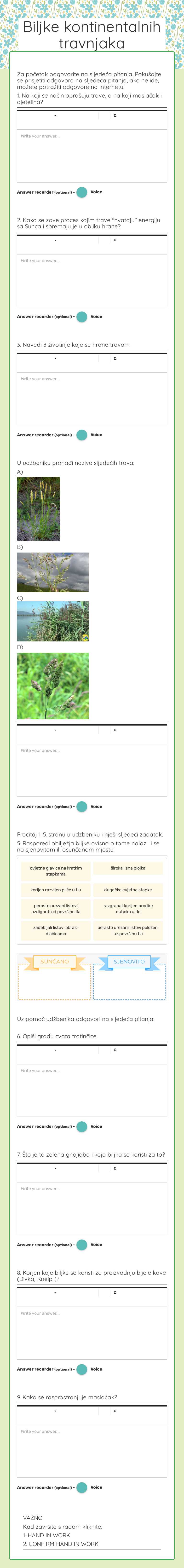 Biljke kontinentalnih travnjaka worksheet preview image