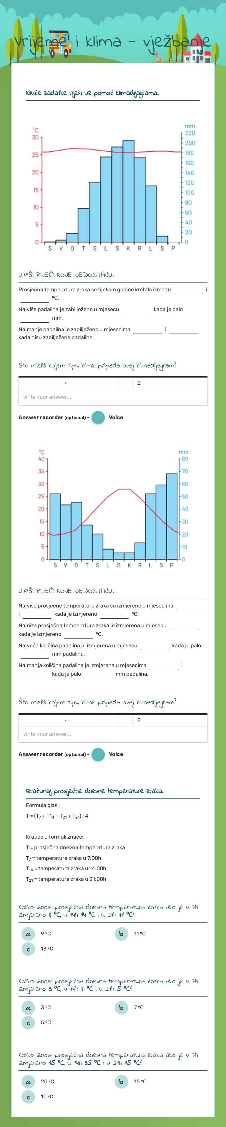 Vrijeme i klima - vježbanje worksheet preview image