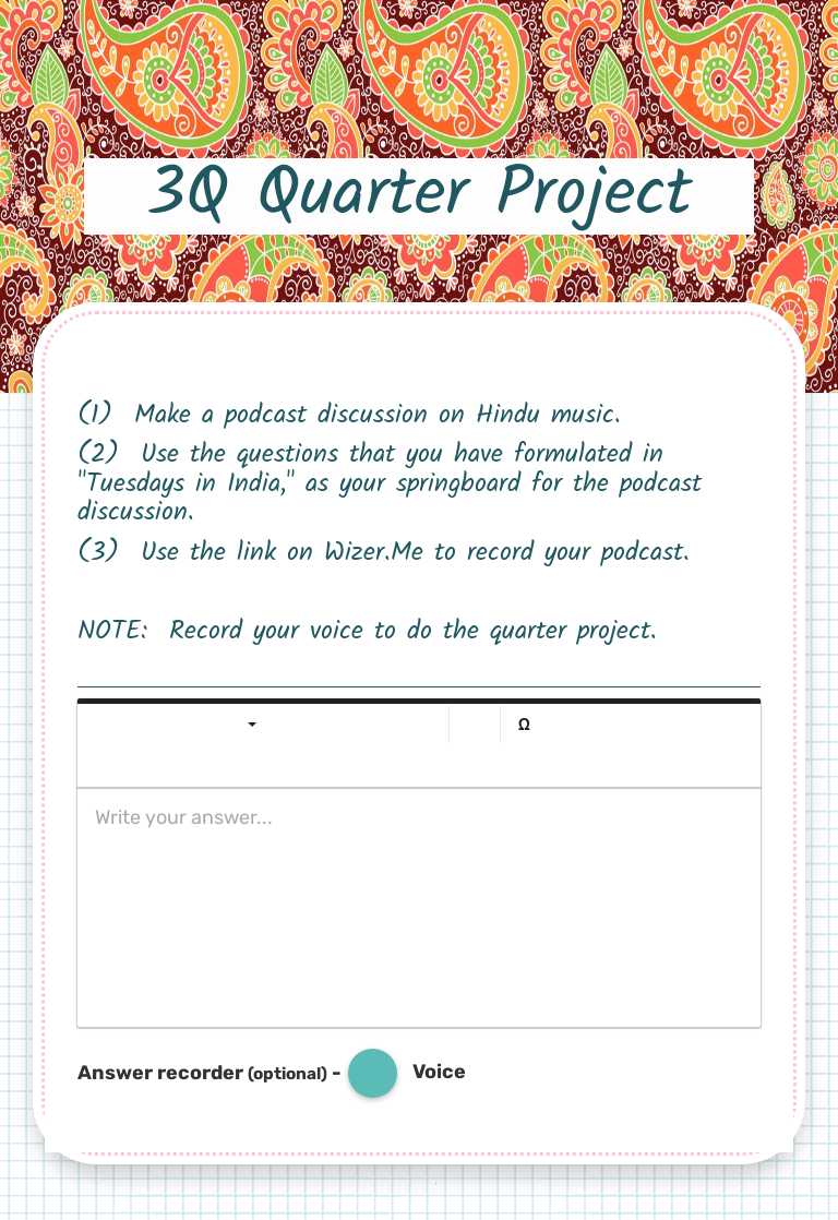 3Q Quarter Project worksheet preview image