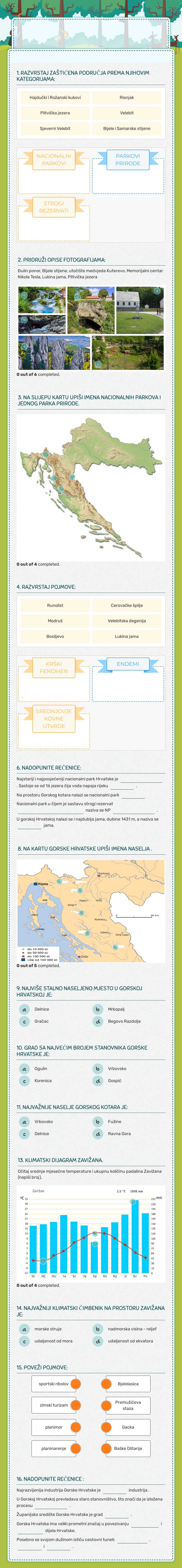 GORSKA HRVATSKA-ponavljanje worksheet preview image