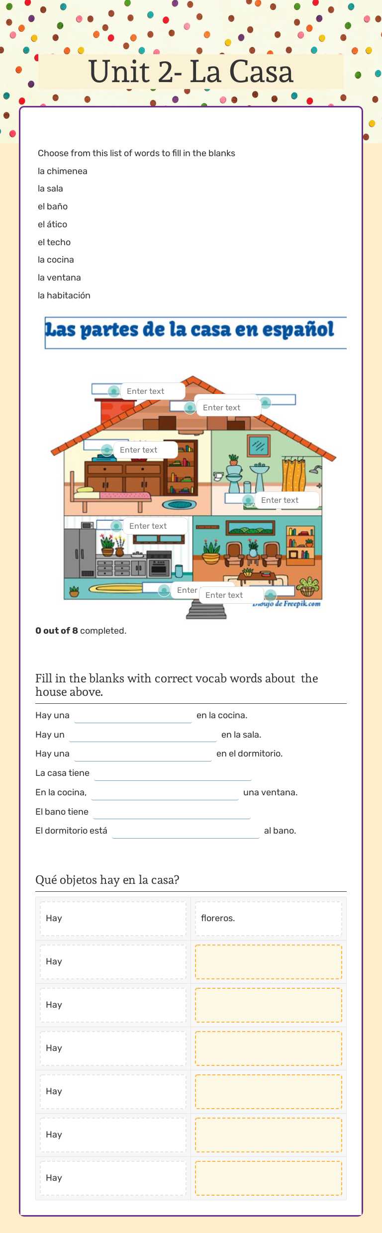 Unit 2- La Casa worksheet preview image