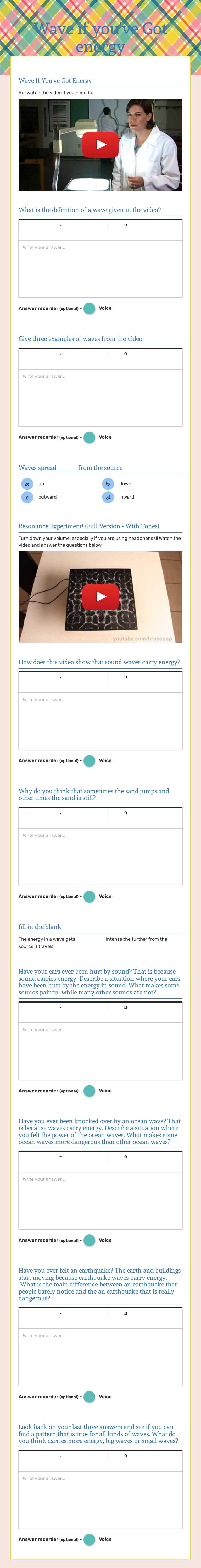 Wave if you've Got energy worksheet preview image