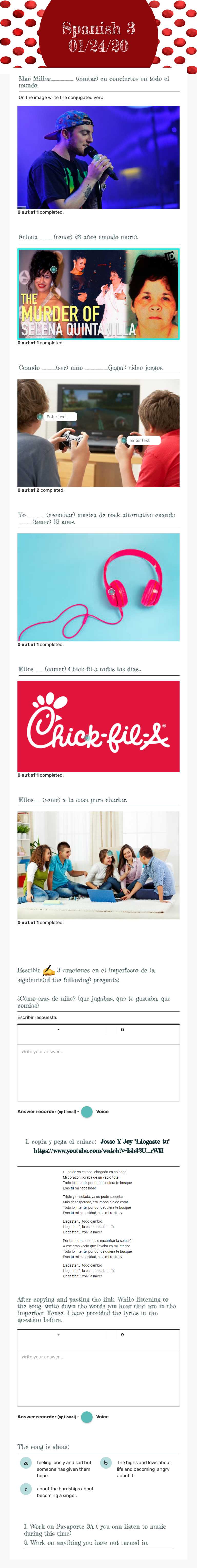 Spanish 3
01/24/20 worksheet preview image