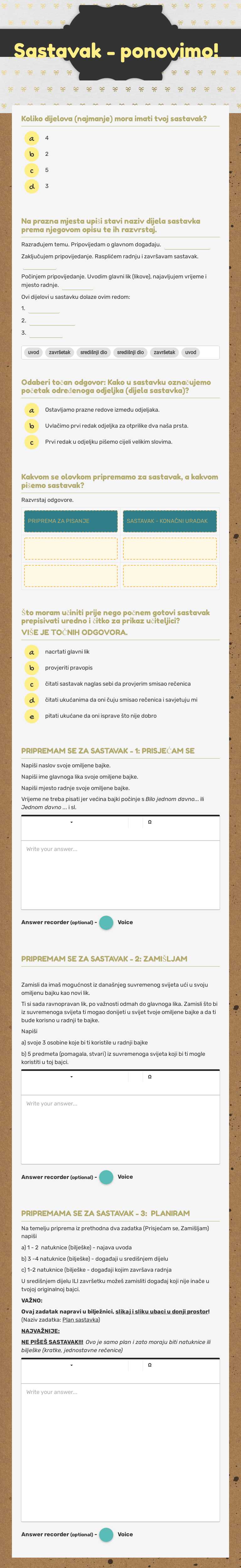 Sastavak - ponovimo! worksheet preview image