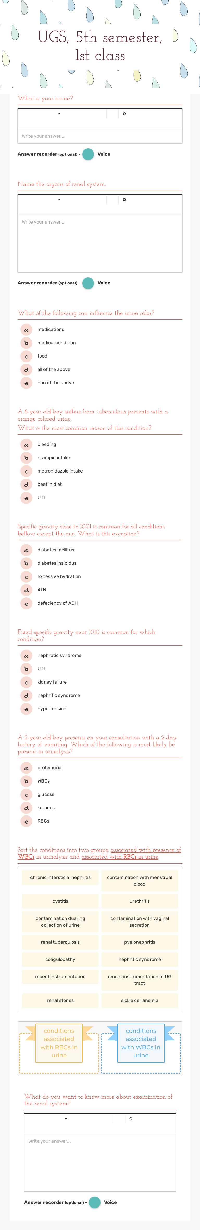 UGS, 5th semester, 1st class worksheet preview image
