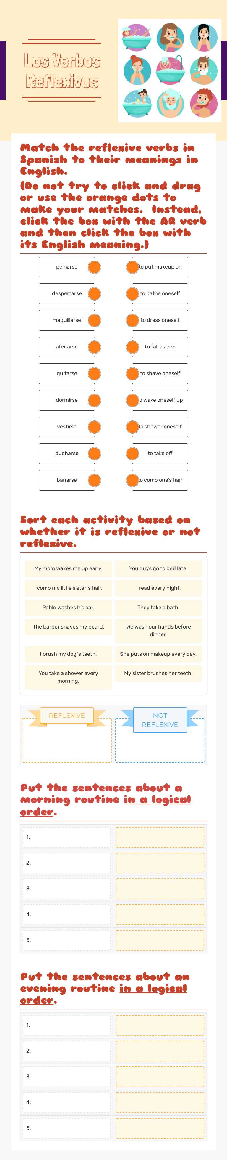 Los Verbos Reflexivos worksheet preview image