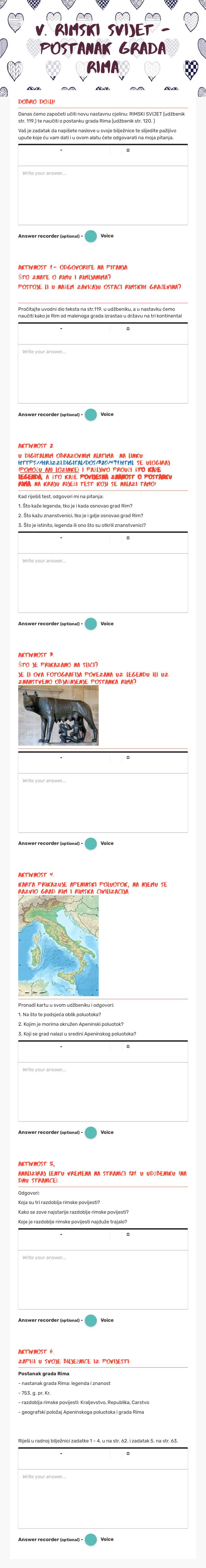 V. RIMSKI SVIJET  - Postanak grada rima worksheet preview image