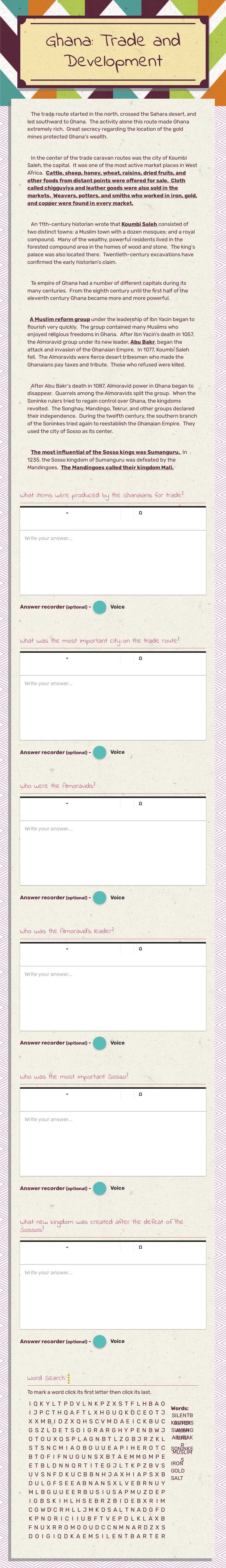 Ghana: Trade and Development worksheet preview image