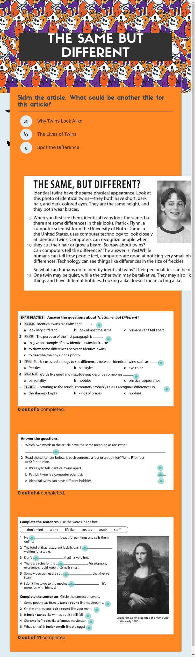 THE SAME BUT DIFFERENT worksheet preview image