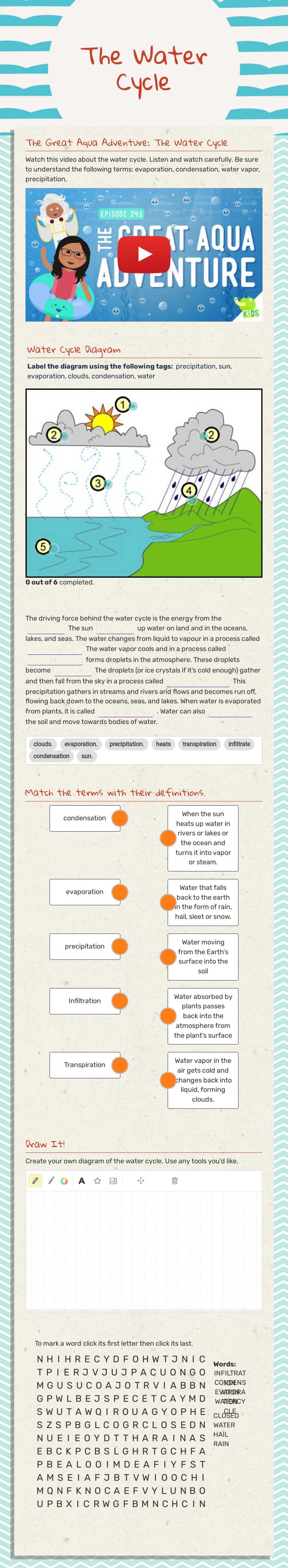 The Water Cycle Grade 3 worksheet preview