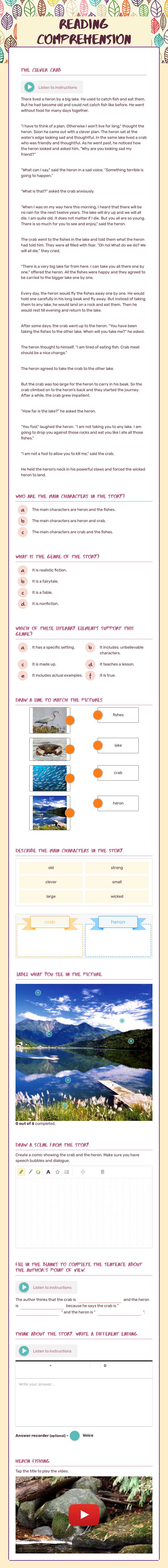 Reading Comprehension worksheet preview image
