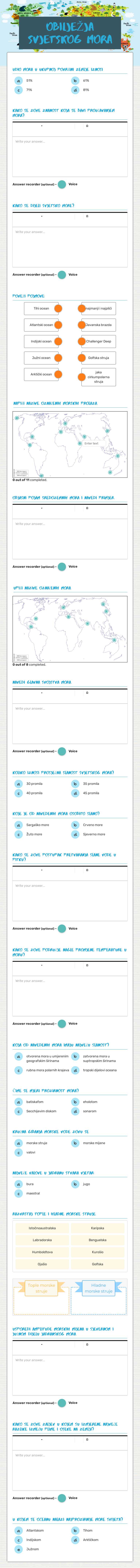 OBILJEŽJA SVJETSKOG MORA worksheet preview image
