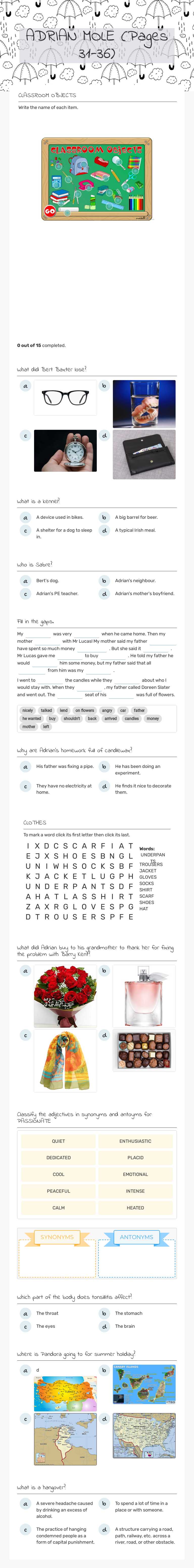 ADRIAN MOLE                           (Pages 31-36) worksheet preview image