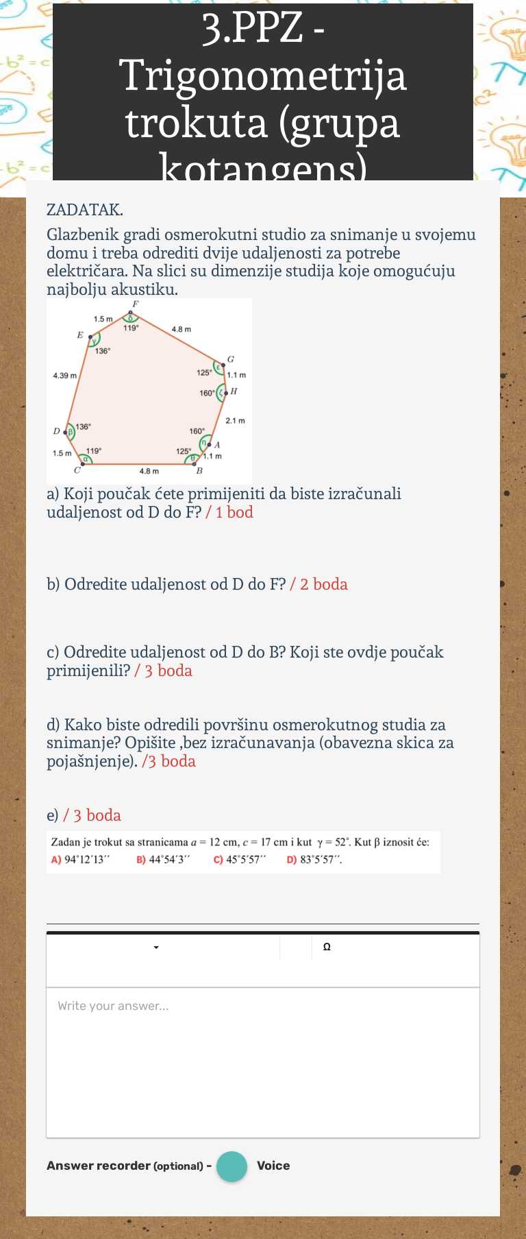 3.PPZ - Trigonometrija trokuta (grupa kotangens) worksheet preview image